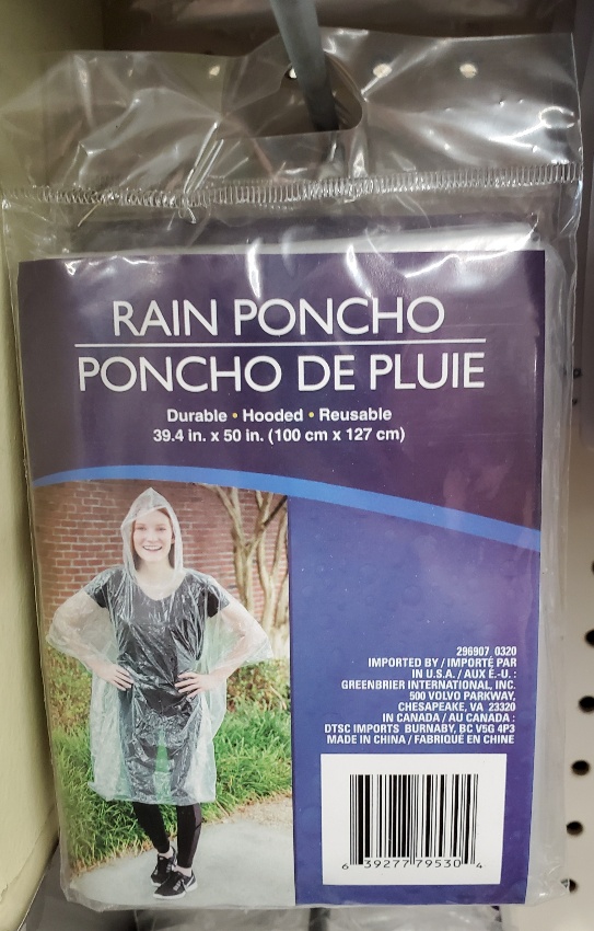 Dollar Tree Camping Supplies Complete A to Z List rain poncho