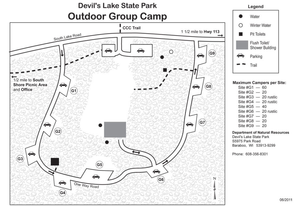 Group Camping Map for Devil's Lake State Park