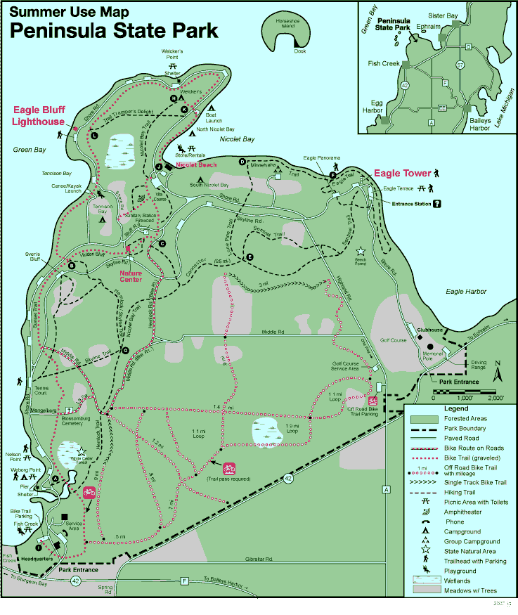 Peninsula State Park Campsite Map