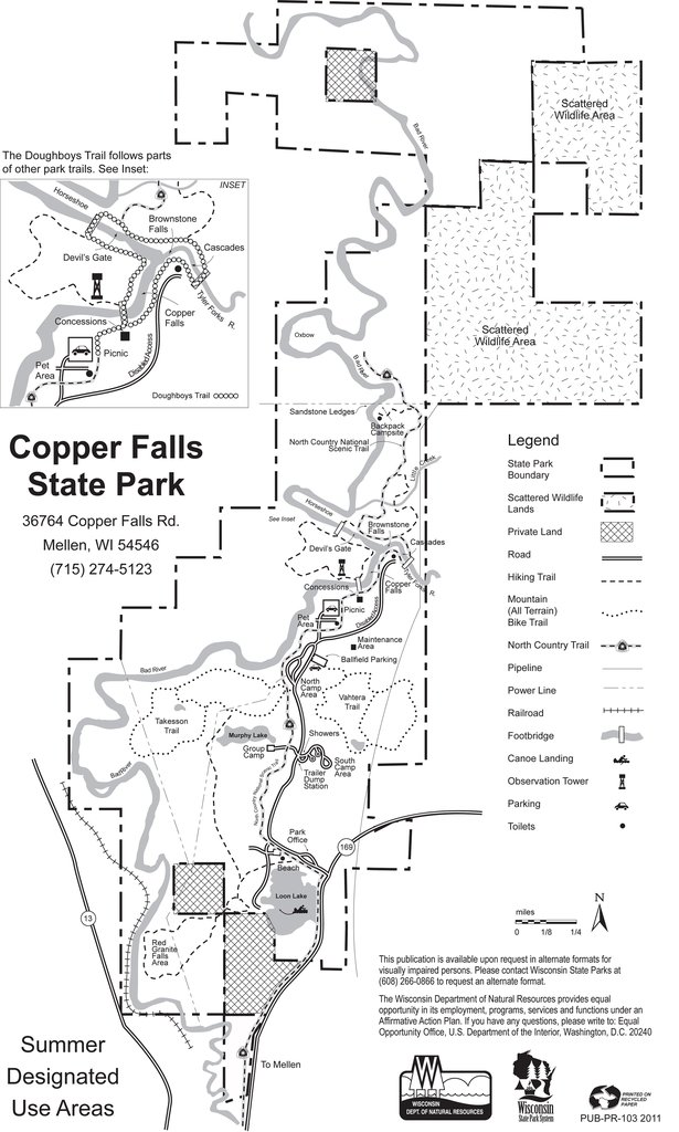Copper Falls hiking trail map for summer