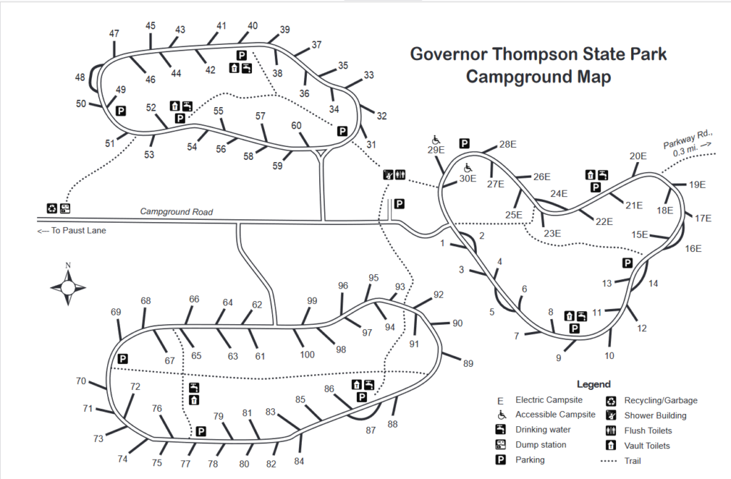Governor Thompson State Park Camping Map