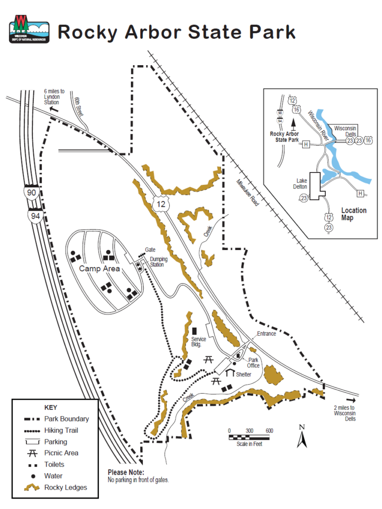 Rocky Arbor State Park Hiking Trail Map