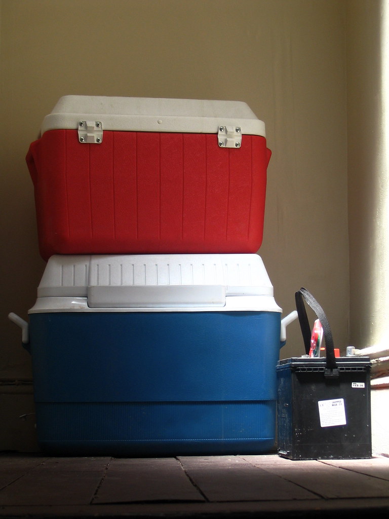 Tent Camping Essentials coolers for food and drinks