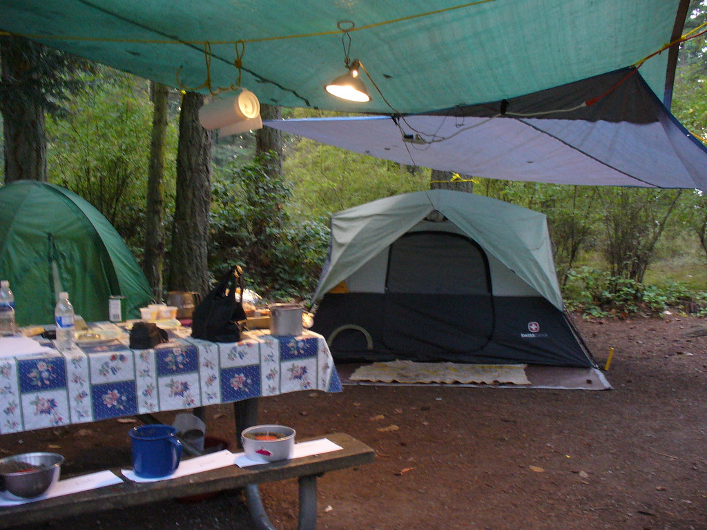 Wilderness Camping everyone helps set up the camp